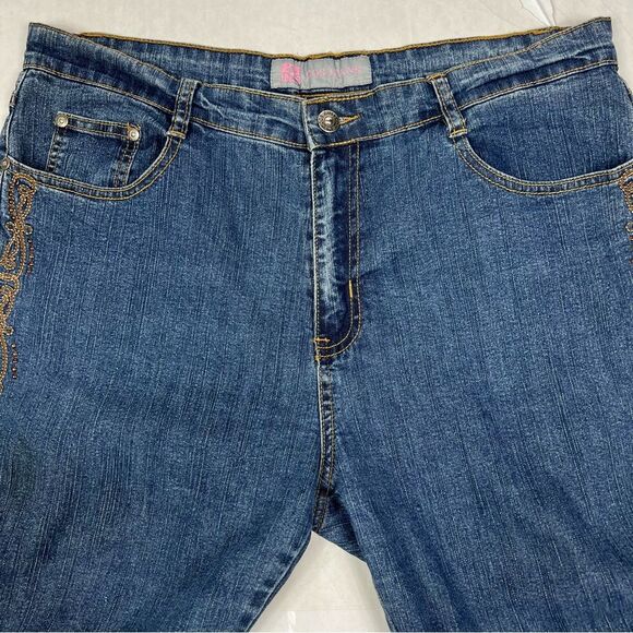 COS Embroidered Studded High Rise Flare Boho Bootcut Jeans Women’s 14 - Picture 3 of 13